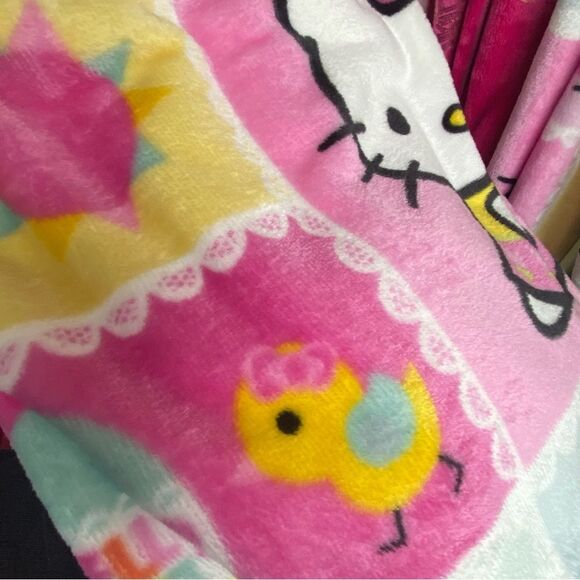 Hello Kitty Blanket - Easter Blanket with Baby Chicks - Pink Spring Blanket - Picture 4 of 10